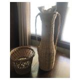 Wicker Basket & Umbrella Holder