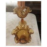 (2) Amber Vases