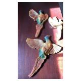 Three chalkware pheasants slight damage see photo