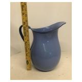 Blue metal water pitcher