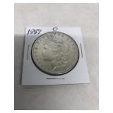 1887 Morgan silver dollar Oregon mint