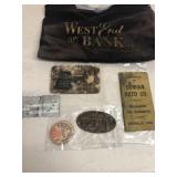 Group of advertising items West end Bank bank b