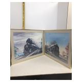 2- Train framed prints-PICK-UP ONLY