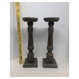 Two wood candle holders