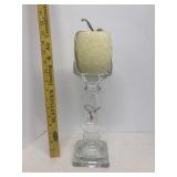 Glass candle holder with candle