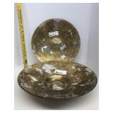 Gold silver glass plate and bowl made in Italy