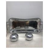 Aluminum platter and aluminum candleholders