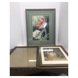 Framed prints flower print , woman peeling food