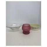 Glass compost hall bowl red vase