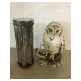Owl statue and can holder