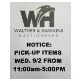 NOTE: PICKUP WED. 9/2 11AM-5PM @ 300 N. Morton Ave