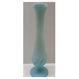 Fenton Blue Satin Bud Vase