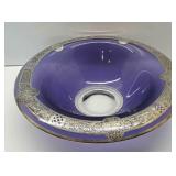 Amythist/Clear Silver Overlay Console Bowl