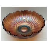 Fenton Carnival Glass Bowl " Stippled Rays"