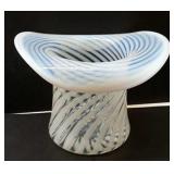 6" Large Fenton White Opalescent Hat