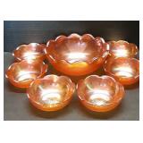 7 PC. Carnival Glass Berry Set