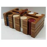 Vintage Poker Chips In Bakelite Holder With Crack