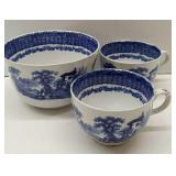 Transferware Mush Bowl And 2 Cups