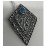 Indian turquoise pendant marked 925