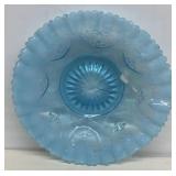 Jeweled heart blue opalescent dish