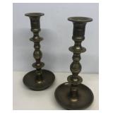 Pair of brass candleholders