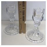 Pair of glass tulip candleholders
