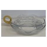 Divided nappy Carribean Dunkin glass dish
