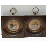 2-Wooden Framed Pictures Of Colonial Women