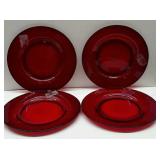 4-Ruby Red 8 1/2" Plates