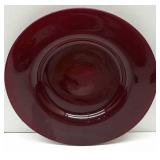 Elegant Glass Red Plate With Ground  Edges