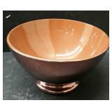 Copper Lustre Footed Bowl Marked PV France