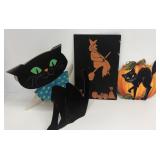 Halloween vintage cat cut out and pumpkin with cat