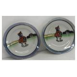 . Handpainted plate of a woman walking with a