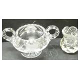 Cut Glass Footed Sugar And Toothpick Holder