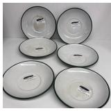 6-Granite ware plates white with green trim