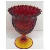 Amberina pattern glass vase