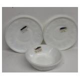 Milk glass bowls and plates ivory pattern