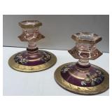 Pair of depression pink paint Candle holders