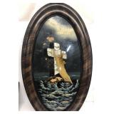 Photo handpainted of woman hanging from cross