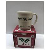 Longaberger pottery Christmas mug in original box