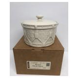 Longaberger pottery woman drum croc ivory with