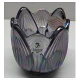 Fenton handmade carnival glass candle holder