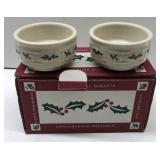 Set of 4 Longaberger pottery Holly custom glasses