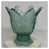 Fenton glass to weigh candleholder green