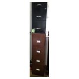 Black 3 Drawer & Brown 4 Drawer File Cabinets