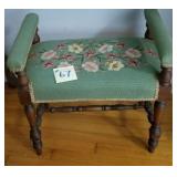 Antique Vanity Stool with Needle Point