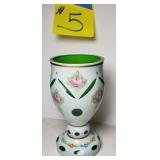 Bohemian Goblet White Cut to Green- Bohemian Goblet White Cut to Green-