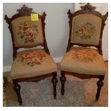 Antique Parlor Chairs with Needle Point Seats