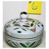 Bohemian Covered Dish White Cut to Green-