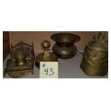 Brass Items-Music Box, Spittoon, Gong, Ink Well Brass Items-Music Box, Spittoon, Gong, Ink Well
